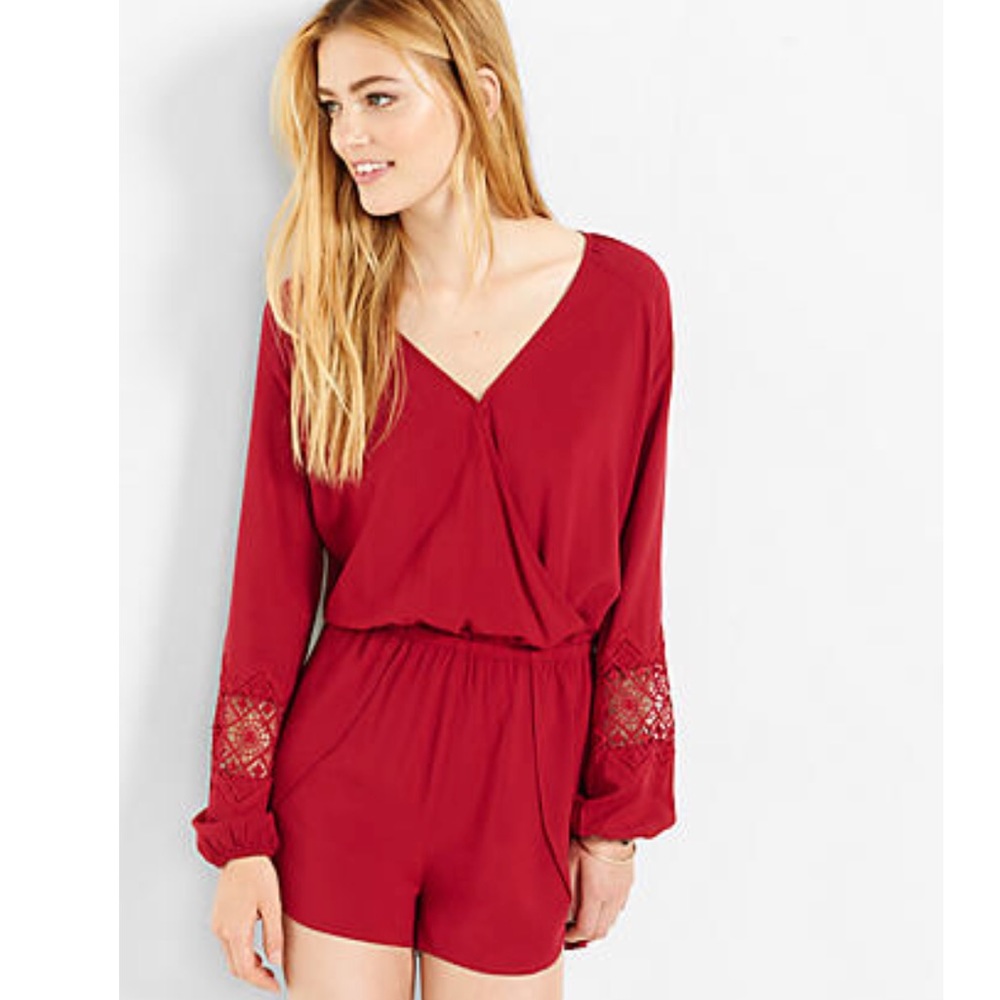 Express red long sleeve romper Size S